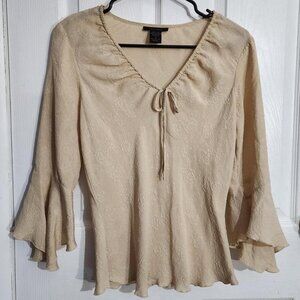 Vintage Cream Silk Embroidered Blouse